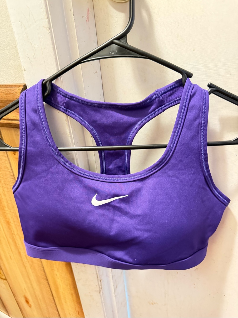 Nike Purple Racerback Sports Bra with White Swoosh